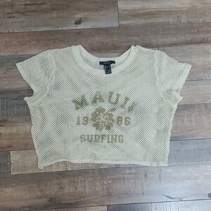 NWOT Forever 21 Cream Maui Netted Crop Top